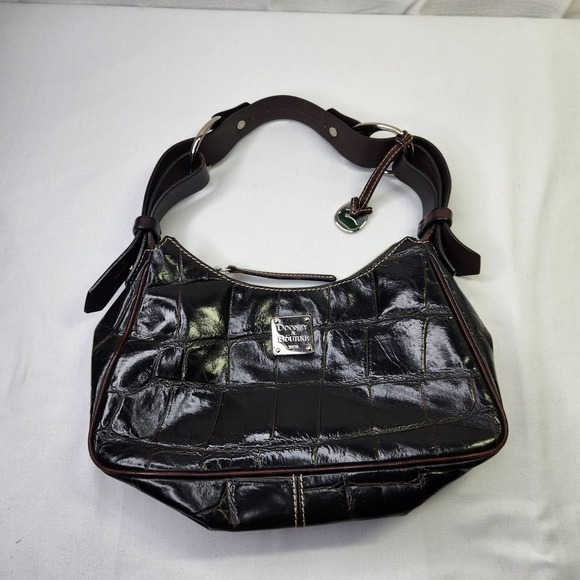 Dooney & Bourke Handbags - Vintage Dooney & Bourke Alligator Embossed Purse Hand Bag Leather Dark Brown